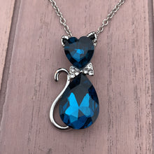 Load image into Gallery viewer, Pink Gemstone Cat Necklace