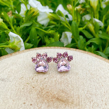 Load image into Gallery viewer, Sky Blue Gemstone Paw Earrings
