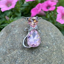 Load image into Gallery viewer, Pink Gemstone Cat Necklace