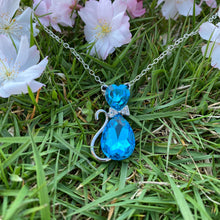 Load image into Gallery viewer, Pink Gemstone Cat Necklace