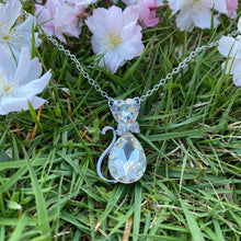 Load image into Gallery viewer, Pink Gemstone Cat Necklace