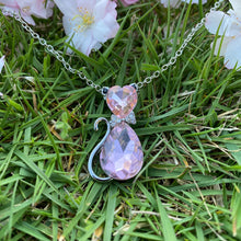 Load image into Gallery viewer, Pink Gemstone Cat Necklace
