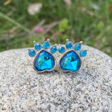Load image into Gallery viewer, Sky Blue Gemstone Paw Earrings