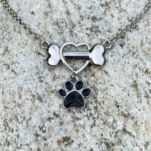 Load image into Gallery viewer, Dangling Heart Paw Necklace