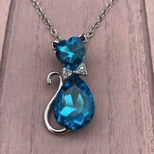 Load image into Gallery viewer, Pink Gemstone Cat Necklace