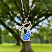 Load image into Gallery viewer, Blue Opal Cat Necklace