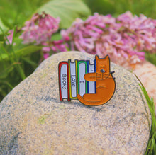 Load image into Gallery viewer, Cat Loves Books Pin