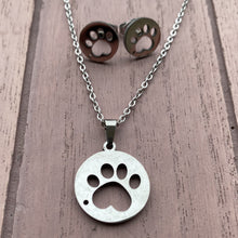 Load image into Gallery viewer, Round Paw Necklace and Earrings Set