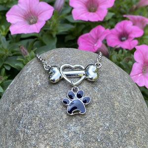 Dangling Heart Paw Necklace