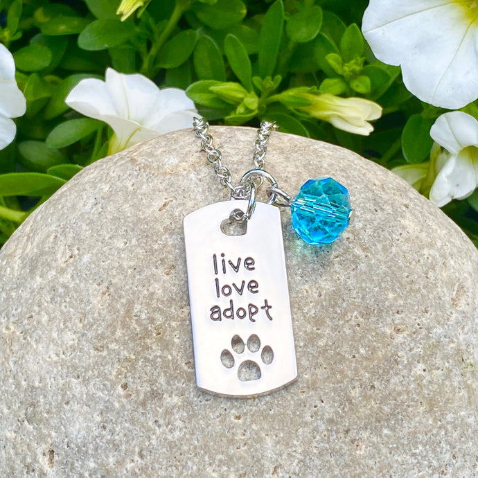 Live Love Adopt Paw Necklace