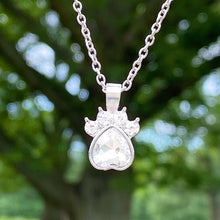 Load image into Gallery viewer, White Gemstone Paw Necklace