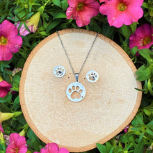 Load image into Gallery viewer, Round Paw Necklace and Earrings Set