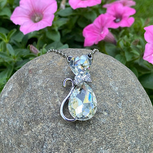 Sky Blue Gemstone Cat Necklace