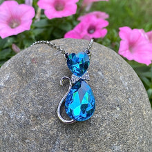 Load image into Gallery viewer, Royal Blue Gemstone Cat Necklace
