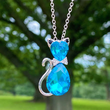 Load image into Gallery viewer, Sky Blue Gemstone Cat Necklace