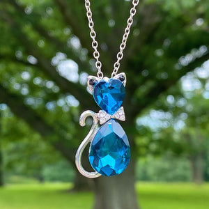 Royal Blue Gemstone Cat Necklace
