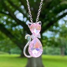 Load image into Gallery viewer, Pink Gemstone Cat Necklace