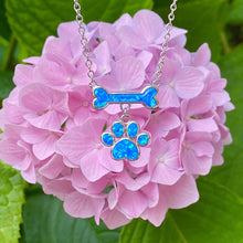 Load image into Gallery viewer, Blue Opal Bone &amp; Paw Necklace