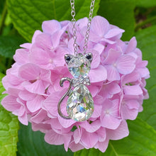 Load image into Gallery viewer, White Gemstone Cat Necklace