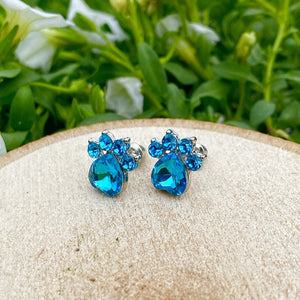 Sky Blue Gemstone Paw Earrings
