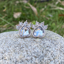 Load image into Gallery viewer, Sky Blue Gemstone Paw Earrings