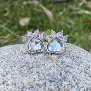 Sky Blue Gemstone Paw Earrings