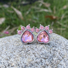 Load image into Gallery viewer, Pink Paw Gemstone Earrings