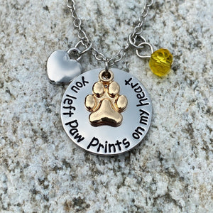 Paw Prints On My Heart Necklace