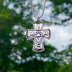 Paw Mom Love Cross Necklace
