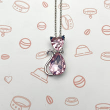 Load image into Gallery viewer, Pink Gemstone Cat Necklace