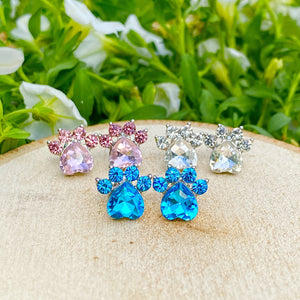 3Pcs Gemstone Paw Earrings Bundle