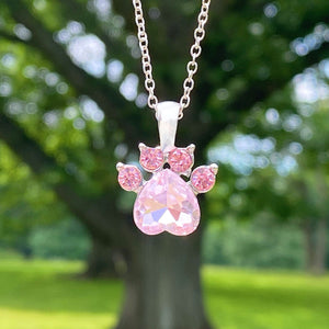 Pink Gemstone Paw Necklace
