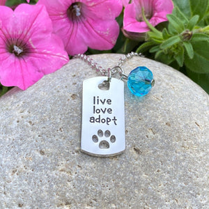 Live Love Adopt Paw Necklace