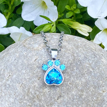 Load image into Gallery viewer, Sky Blue Gemstone Paw Necklace