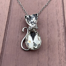 Load image into Gallery viewer, Pink Gemstone Cat Necklace